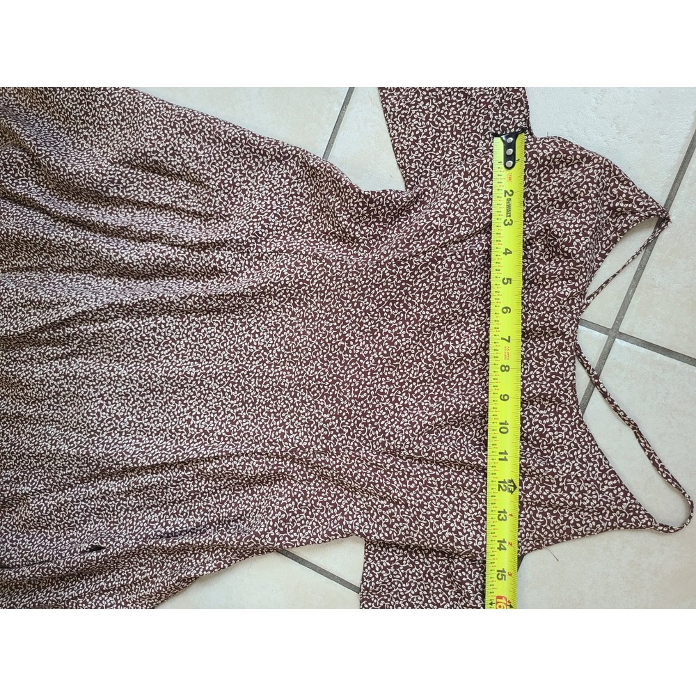 Equinox Maxi Dress Women 5/6 Brown Floral Tie Back Spaghetti Strap - Picture 5 of 11